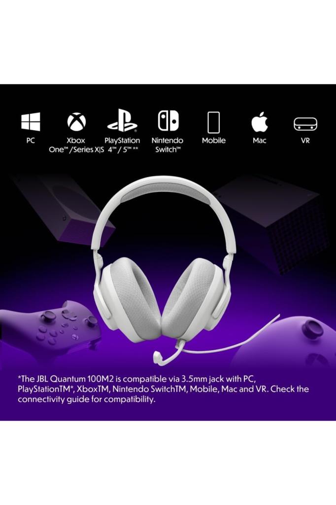 JBL Quantum 100M2 Beyaz Kablolu Kulak Üstü Oyuncu Kulaklığı Teşhir