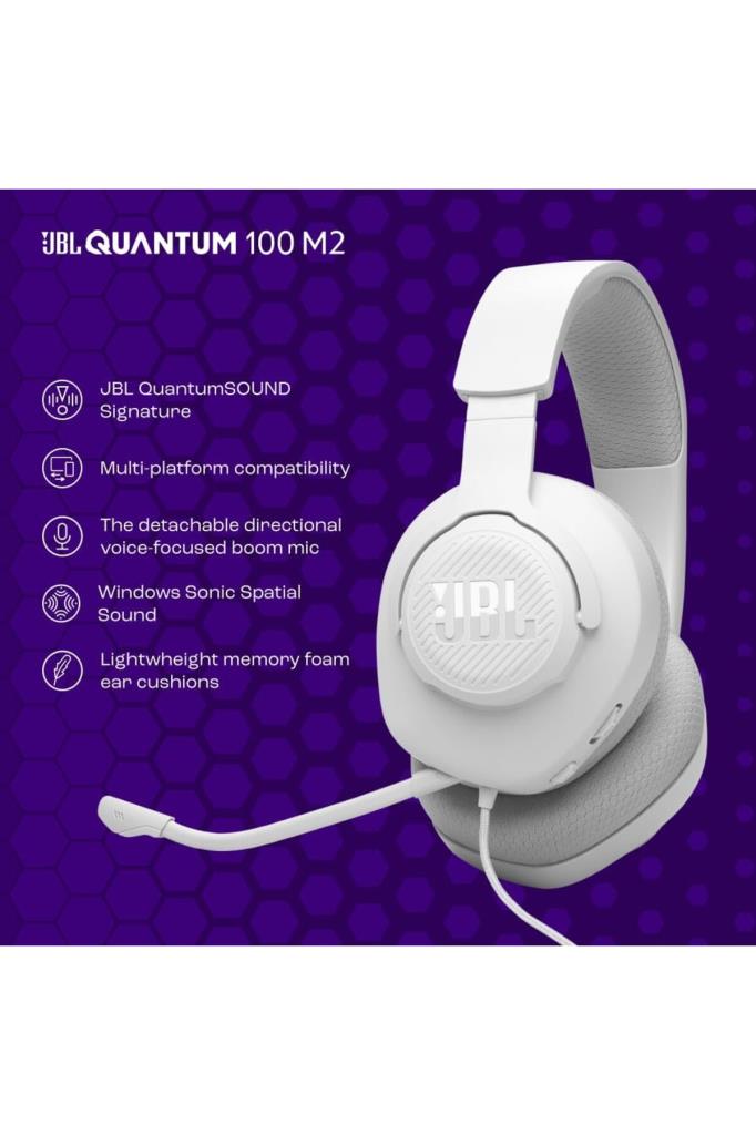 JBL Quantum 100M2 Beyaz Kablolu Kulak Üstü Oyuncu Kulaklığı Teşhir