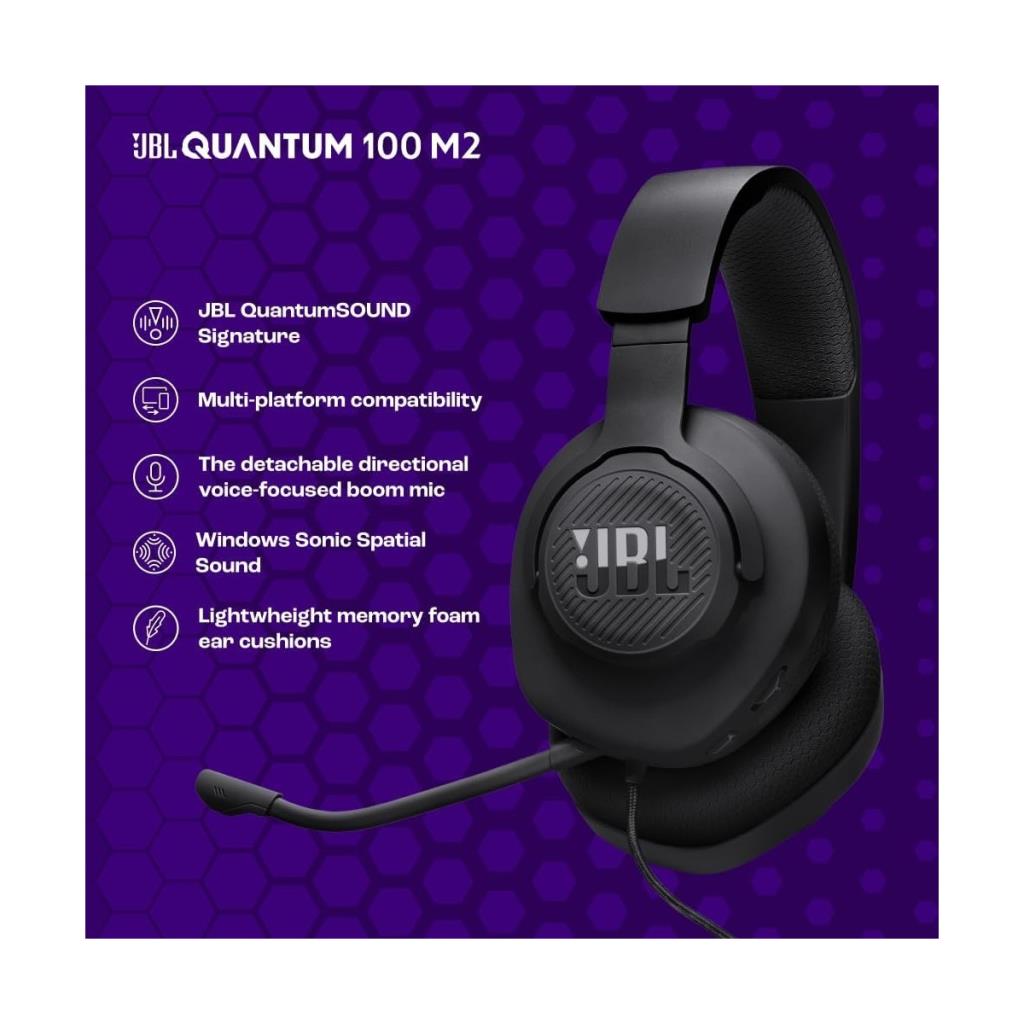 JBL Quantum 100M2 Siyah Kablolu Kulak Üstü Oyuncu Kulaklığı