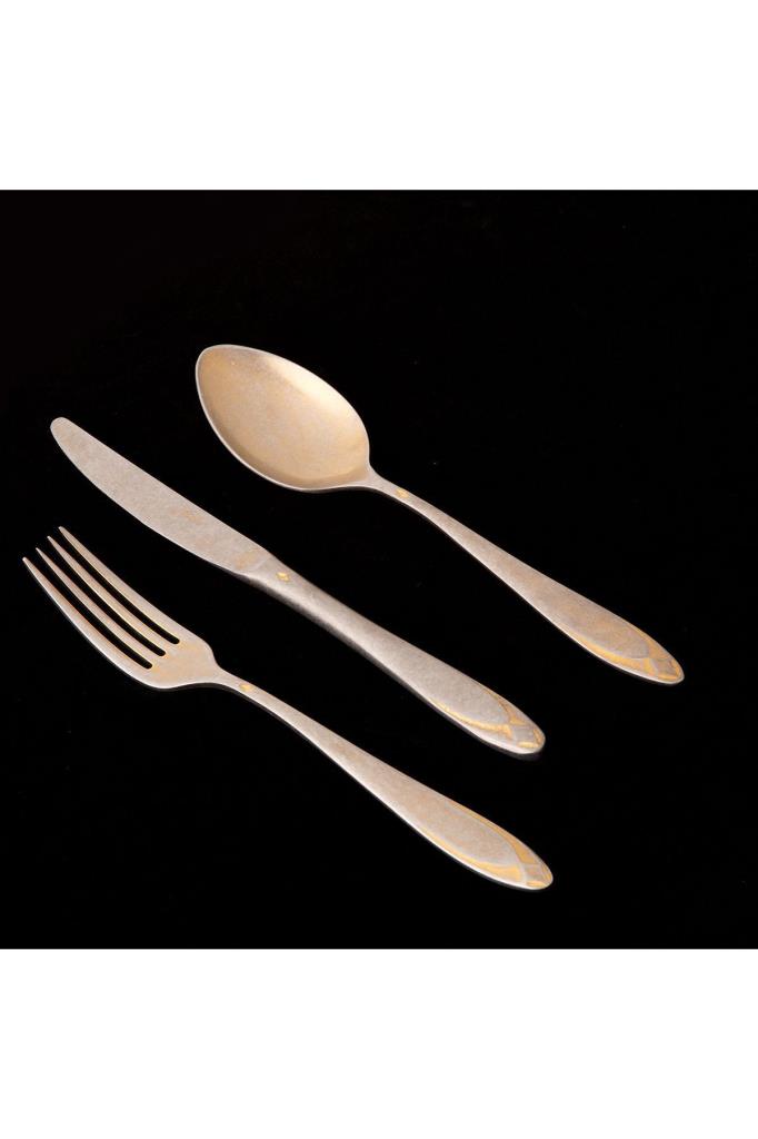Jumbo Morfeu 12 Kişilik 84 Parça Antika Gold Çatal Kaşık Bıçak Takımı Outlet