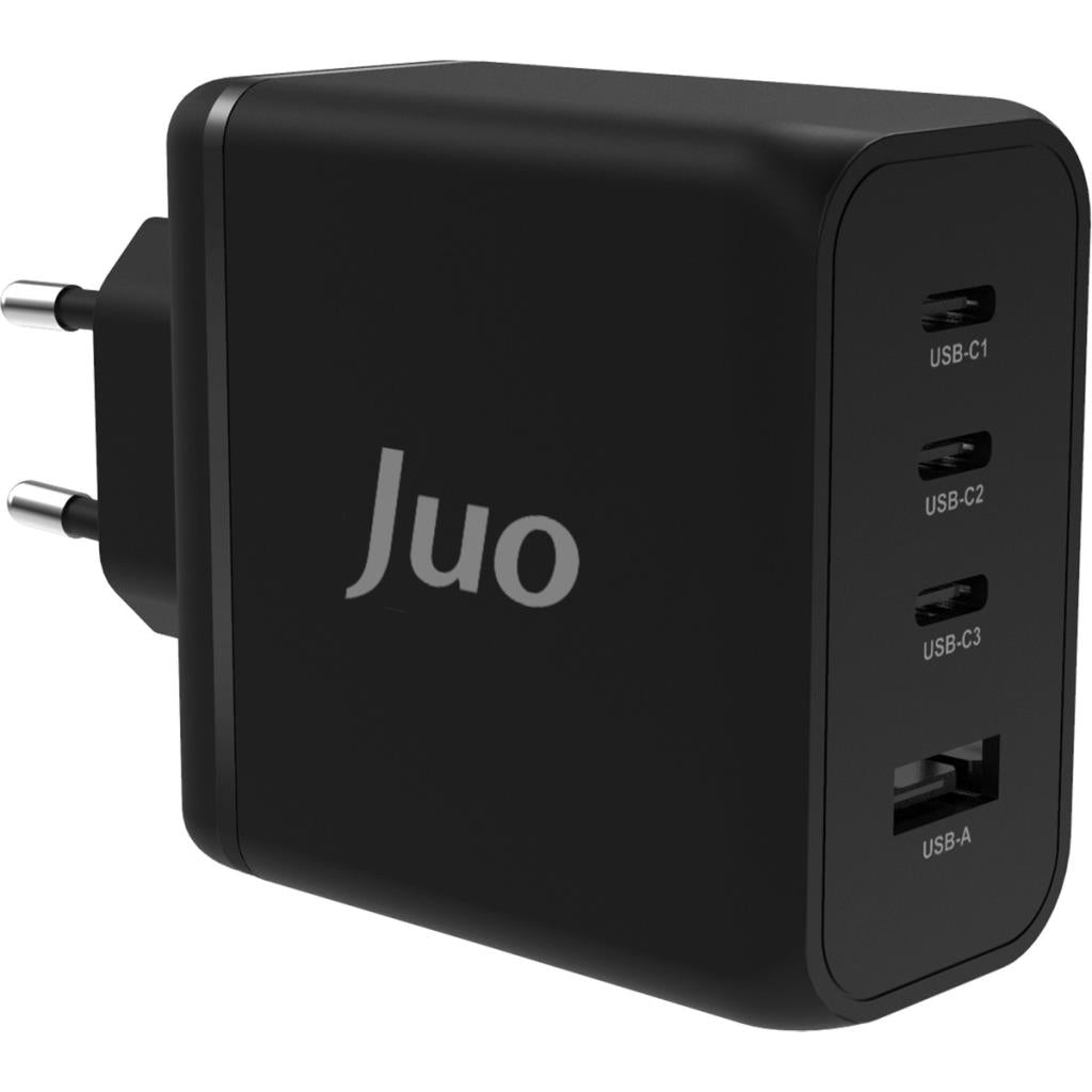 Juo 100W 4 Portlu Usb-C + Usb-A Gan Şarj Aleti iPhone & Macbook & Notebook Uyumlu Pd Type-C Hızlı Şarj Cihazı Siyah Teşhir