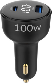 Juo 100W Led Ekranlı Type-C + USB-A Araç Şarj Aleti iPhone & Android & Notebook Araç içi Şarj Cihazı