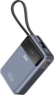 Juo 20000mAh 65W LED Ekranlı USB-A + Type-C Kablolu Taşınabilir Hızlı Şarj Cihazı Powerbank Teşhir