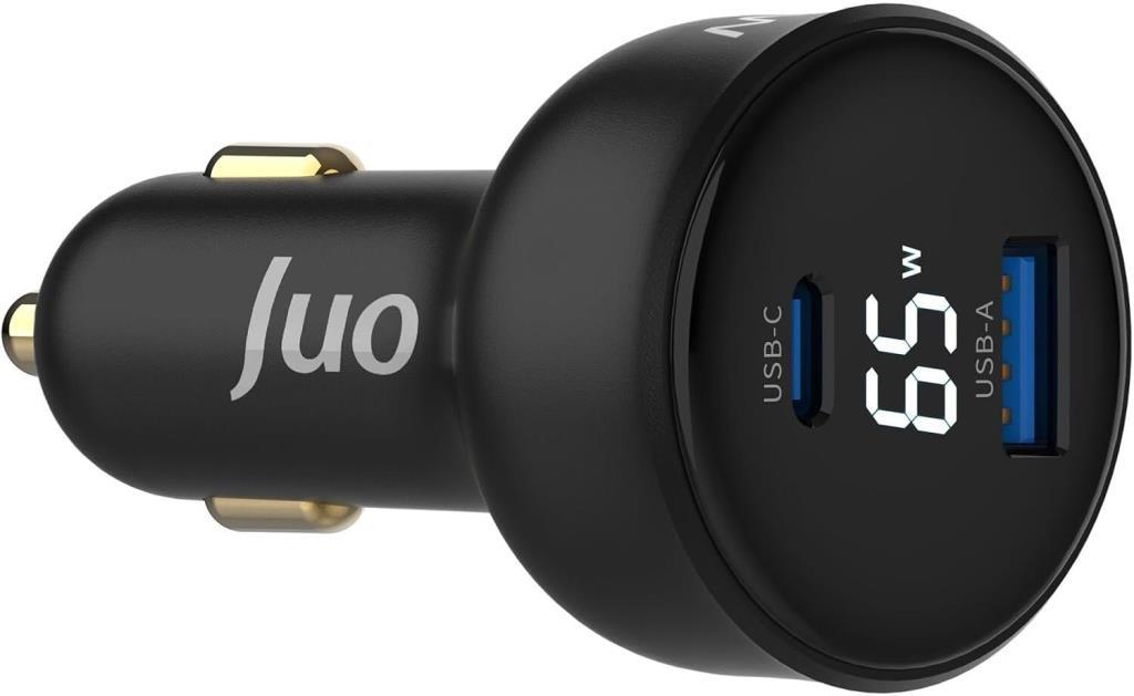 Juo 65W Led Ekranlı Type-C + USB-A Araç Şarj Aleti iPhone & Android & Notebook Araç içi Şarj Cihazı