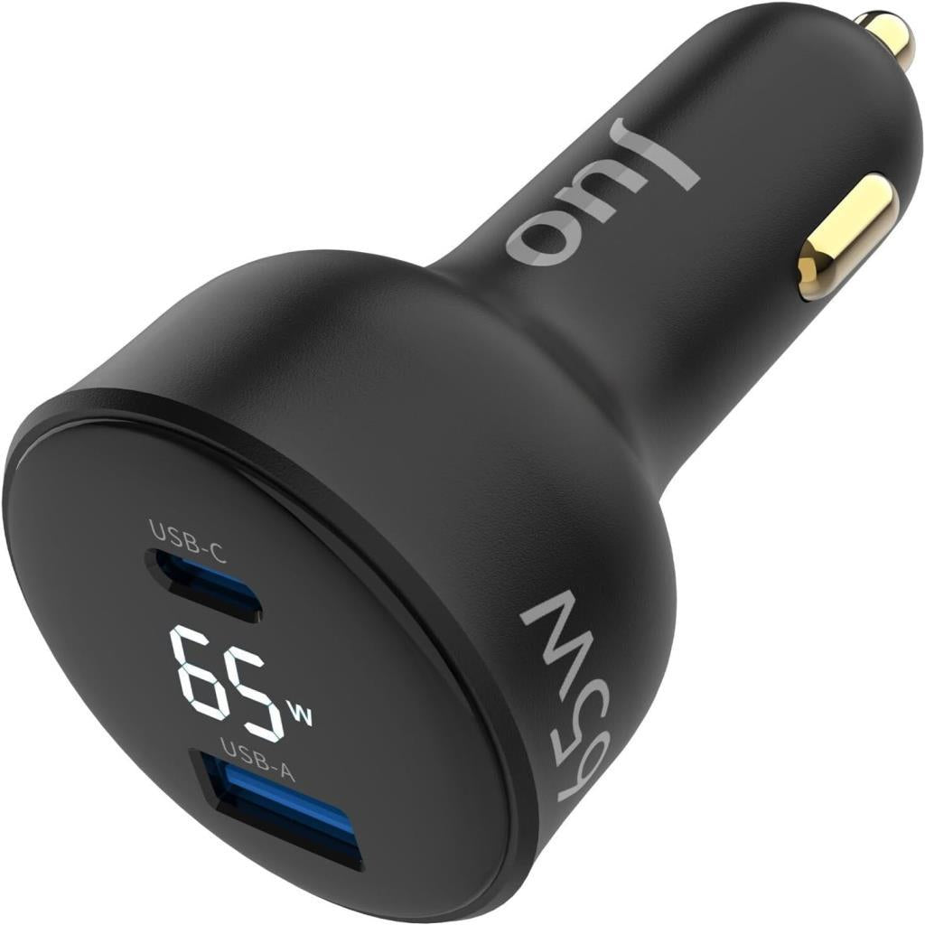 Juo 65W Led Ekranlı Type-C + USB-A Araç Şarj Aleti iPhone & Android & Notebook Araç içi Şarj Cihazı