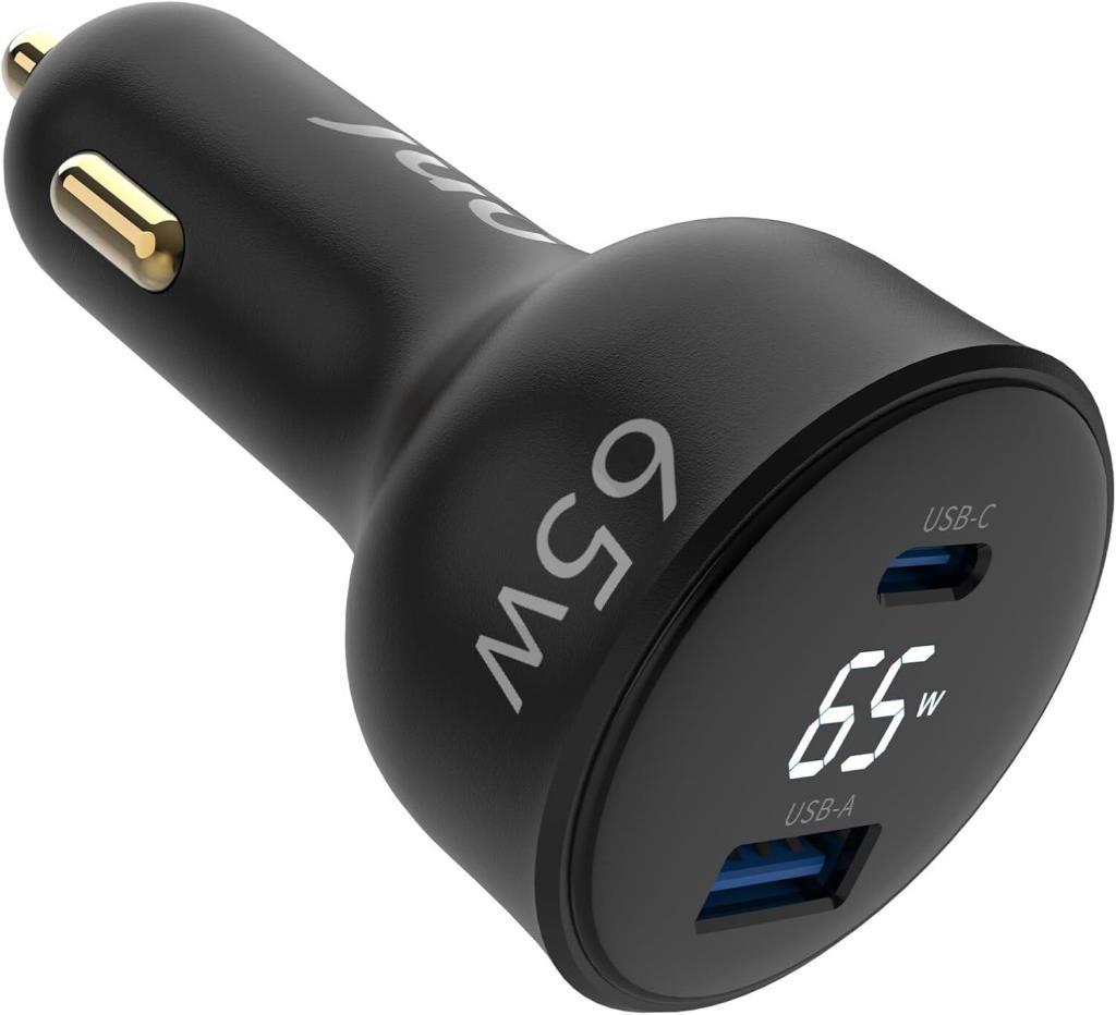 Juo 65W Led Ekranlı Type-C + USB-A Araç Şarj Aleti iPhone & Android & Notebook Araç içi Şarj Cihazı