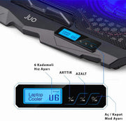 Juo C1 Led Ekranlı Notebook Soğutucu 4 Fanlı Hız ve Yükseklik Ayarlı Teşhir