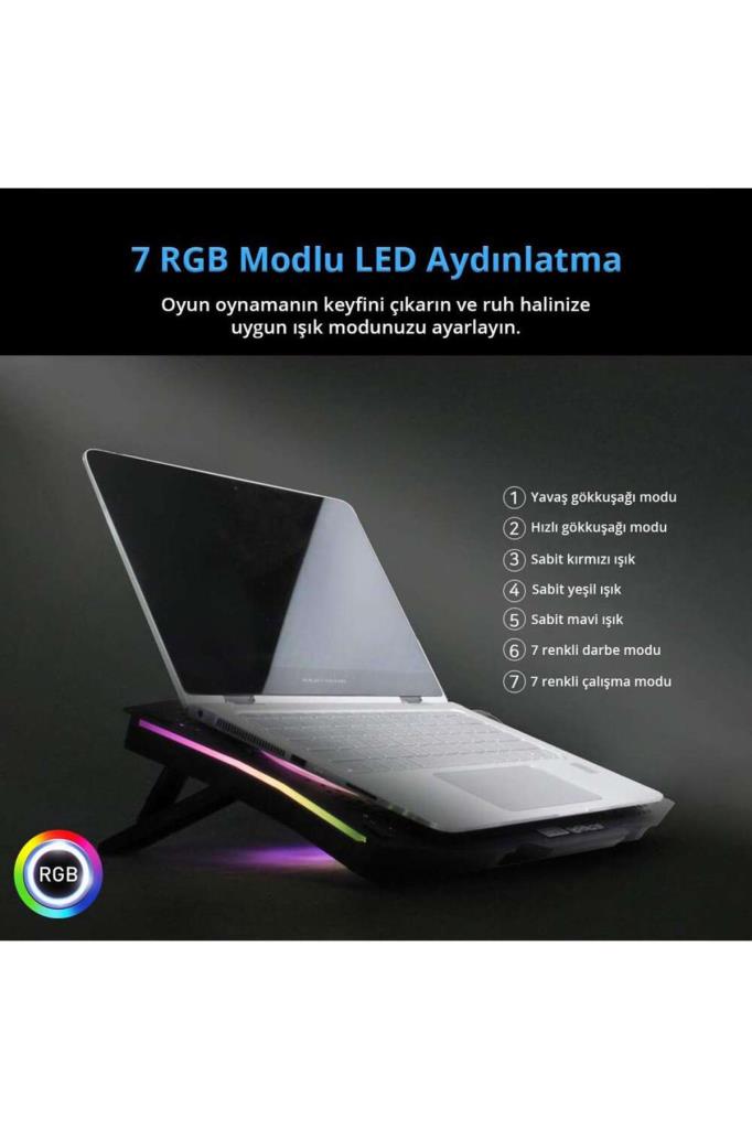 Juo GT RGB 2 Fanlı 10"-18" Laptop Soğutucu Outlet