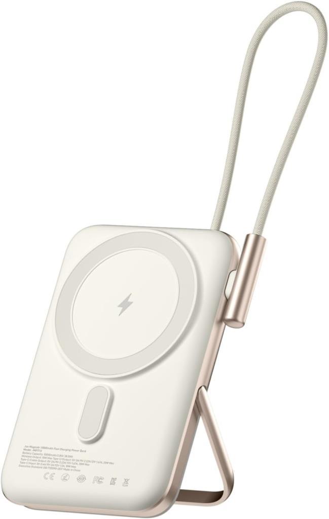 Juo Magsafe Powerbank 10000mAh Standlı 20W Dahili Type-C Kablolu Taşınabilir Hızlı Şarj Cihazı Beyaz Teşhir