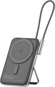 Juo Magsafe Powerbank 10000mAh Standlı 20W Dahili Type-C Kablolu Taşınabilir Hızlı Şarj Cihazı Siyah