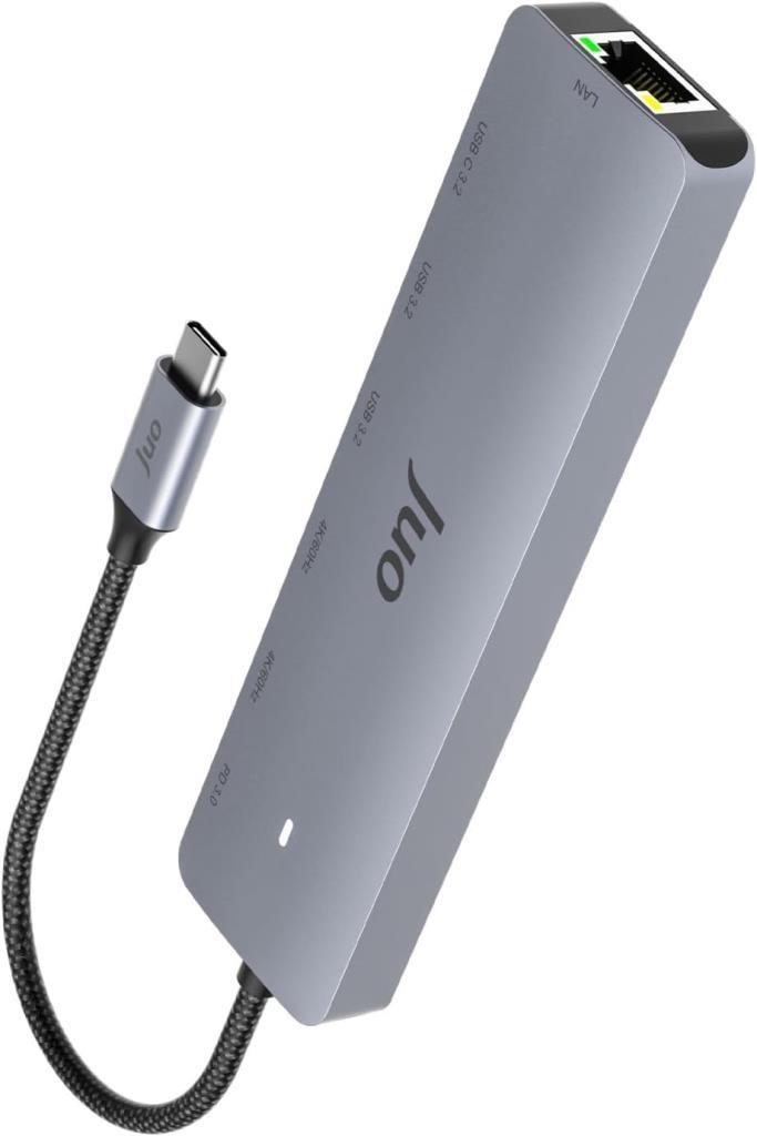 Juo Type-C 2xHDMI Dual MST 4K 60Hz Gigabit Ethernet Dönüştürücü 100W USB 3.2 Çoklayıcı Hub - Outlet