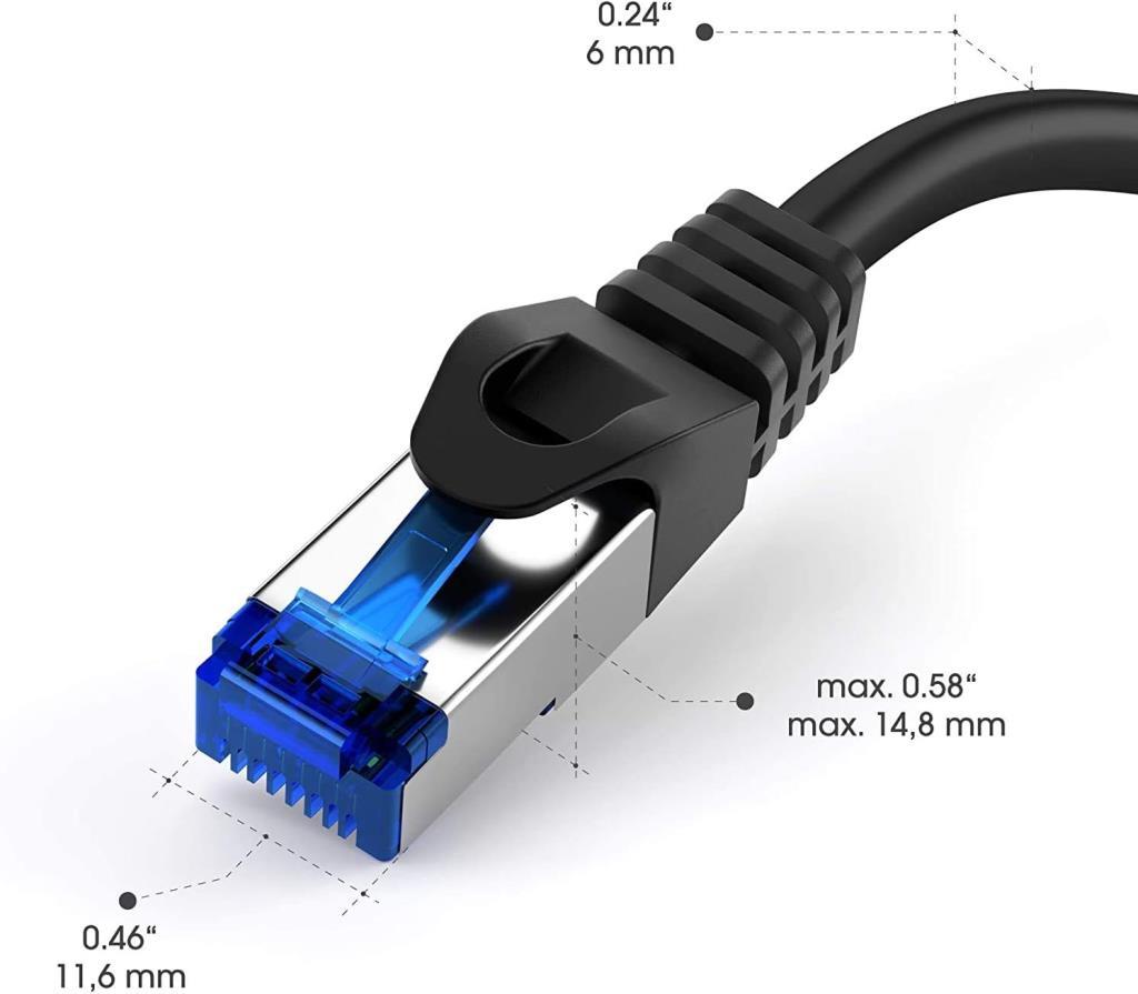 KabelDirekt - Ethernet Kablosu, Ağ Kablosu, LAN - 5x 7,5m - 0,25-30m arasında mevcuttur (10Gbps, Gigabit Ağlar için Fiber Hızı, RJ45 ile Switch/Router/Modem, siyah/gümüş) - Teşhir