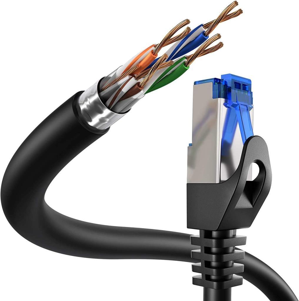 KabelDirekt - Ethernet Kablosu, Ağ Kablosu, LAN - 5x 7,5m - 0,25-30m arasında mevcuttur (10Gbps, Gigabit Ağlar için Fiber Hızı, RJ45 ile Switch/Router/Modem, siyah/gümüş) - Teşhir