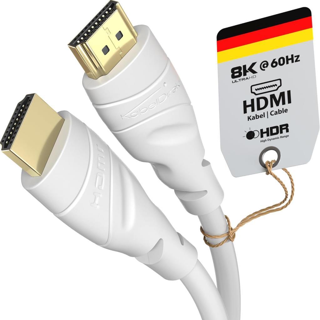 KabelDirekt 4K / 8K Yüksek Hızlı HDMI Kablosu (1 Metre, Beyaz) - TEŞHİR