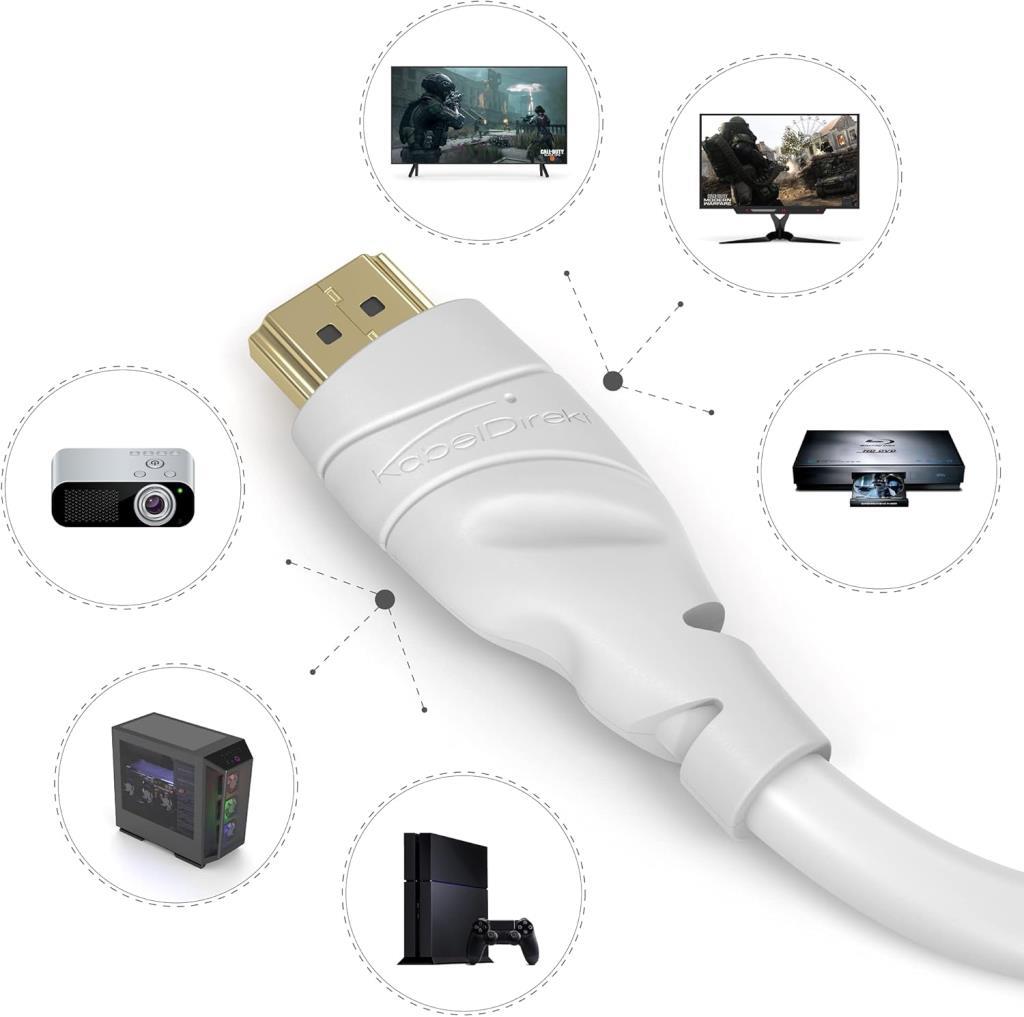 KabelDirekt 4K / 8K Yüksek Hızlı HDMI Kablosu (1 Metre, Beyaz) - TEŞHİR