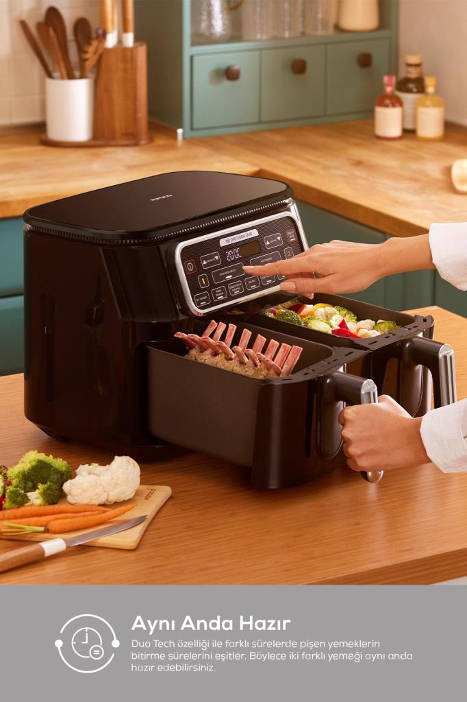 Karaca Air Pro Cook Duo Ev Yemeği XXXL 8 lt Starlight Yağsız Fritöz