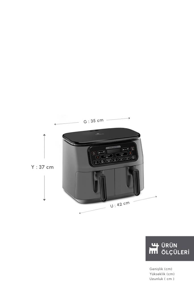 Karaca Air Pro Cook Duo Tandır XXXL 8 lt Space Gray Black Yağsız Fritöz