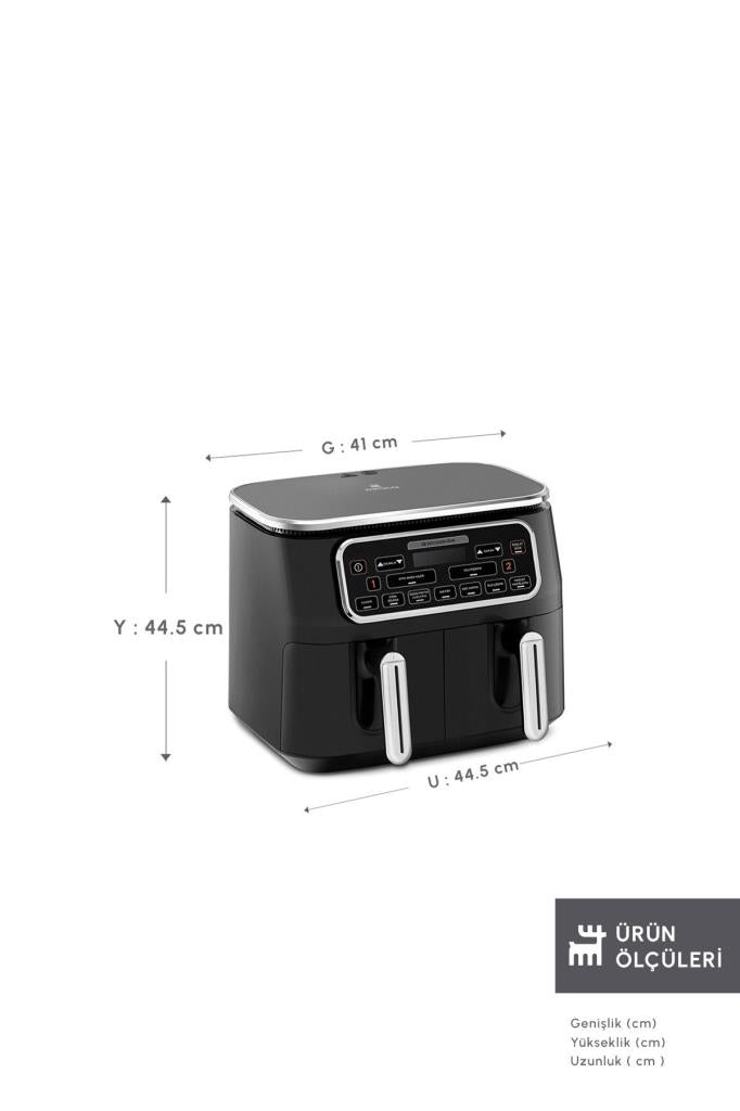 Karaca Air Pro Cook Duo Tandır XXXL 8 lt Black Silver Yağsız Fritöz
