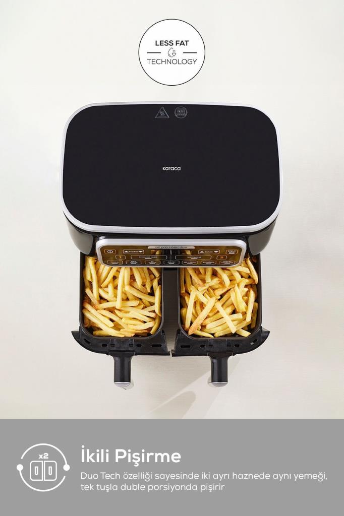 Karaca Air Pro Cook Duo Tandır XXXL 8 lt Black Silver Yağsız Fritöz Outlet