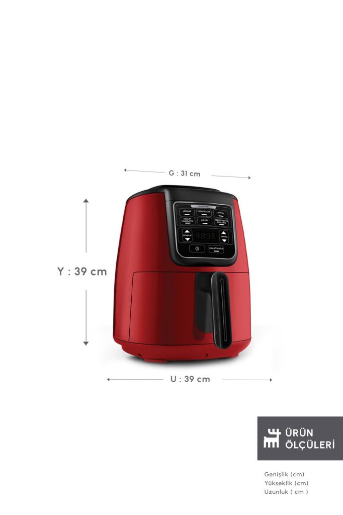 Karaca Air Pro Cook Köz XL Airfryer 4 lt Yağsız Ruby Fritöz Teşhir