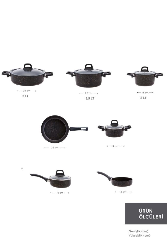 Karaca Bio Granit Blackgold 12 Parça Tencere Seti Outlet