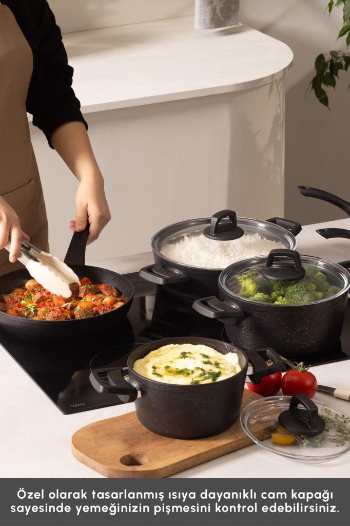 Karaca Bio Granit Blackgold 12 Parça Tencere Seti Outlet