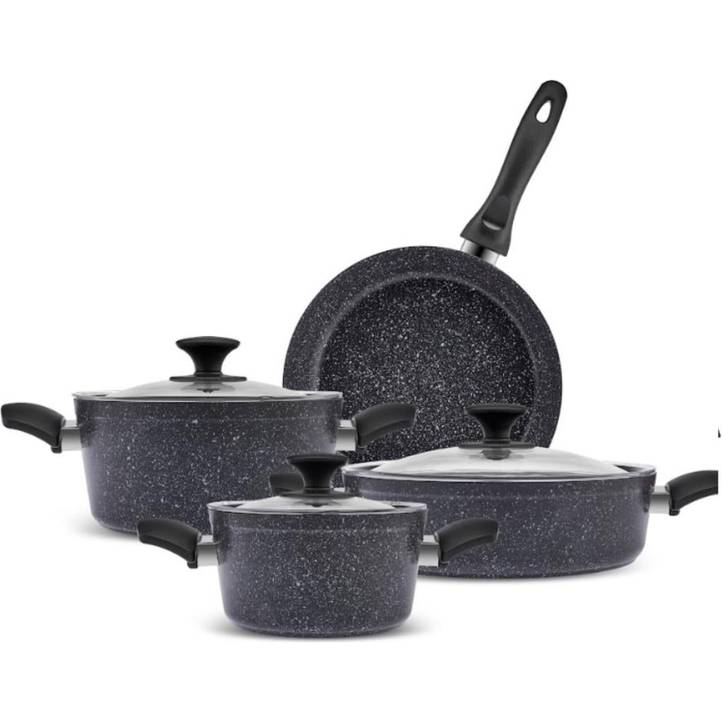 Karaca Biogranit Defne V2 7 Parça Tencere ve Tava Seti Siyah