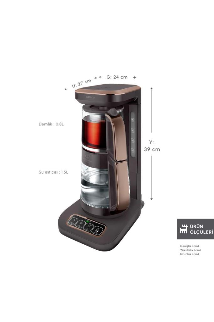 Karaca Çaysever Robotea Pro 4in1 2500 W Rose Gold Konuşan Cam Çay Makinesi Outlet