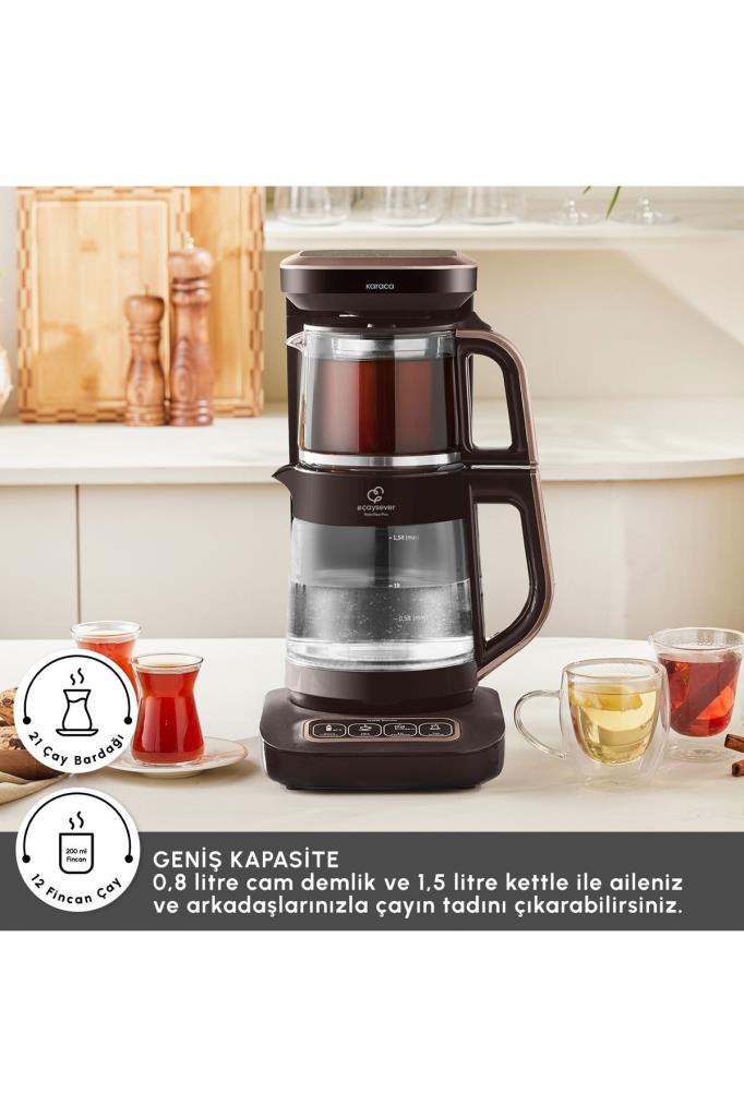 Karaca Çaysever Robotea Pro 4in1 2500 W Rose Gold Konuşan Cam Çay Makinesi Outlet
