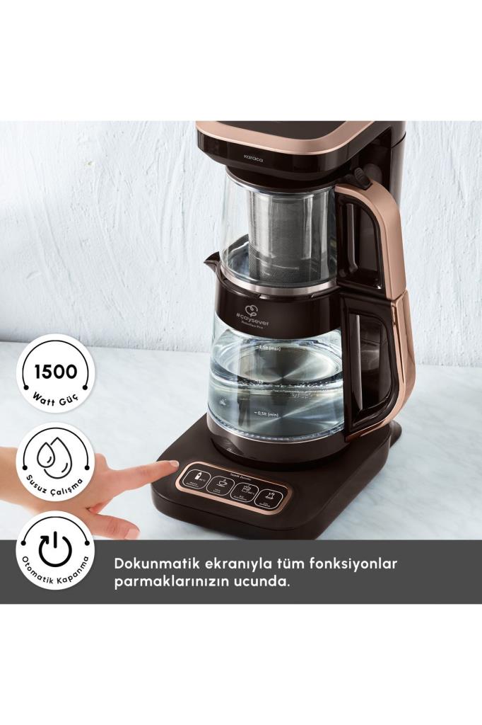 Karaca Çaysever Robotea Pro 4in1 2500 W Rose Gold Konuşan Cam Çay Makinesi Outlet
