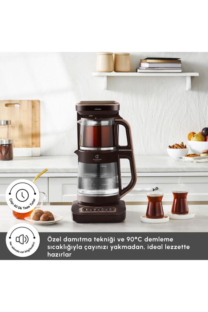 Karaca Çaysever Robotea Pro 4in1 2500 W Rose Gold Konuşan Cam Çay Makinesi Outlet