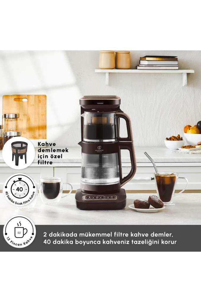 Karaca Çaysever Robotea Pro 4in1 2500 W Rose Gold Konuşan Cam Çay Makinesi Outlet
