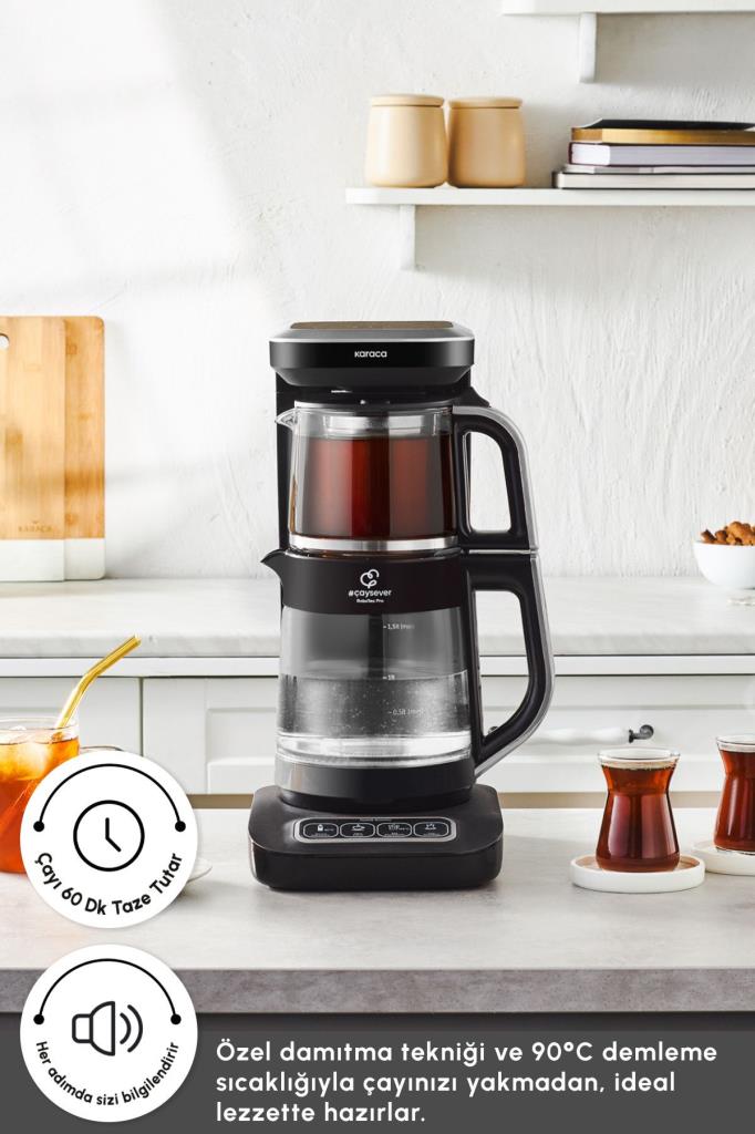Karaca Çaysever Robotea Pro 4in1 2500 W Silver Konuşan Cam Çay Makinesi