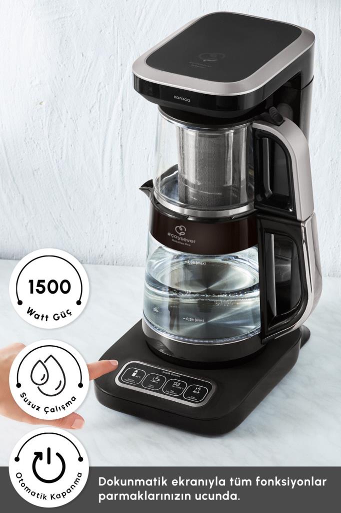 Karaca Çaysever Robotea Pro 4in1 2500 W Silver Konuşan Cam Çay Makinesi