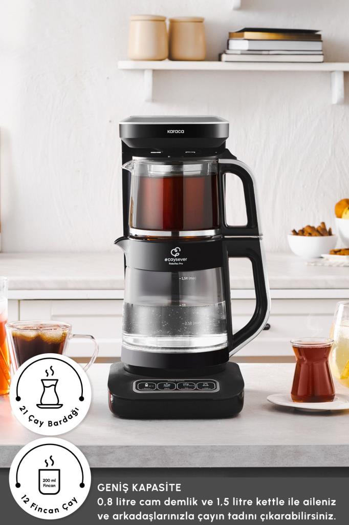 Karaca Çaysever Robotea Pro 4in1 2500 W Silver Konuşan Cam Çay Makinesi