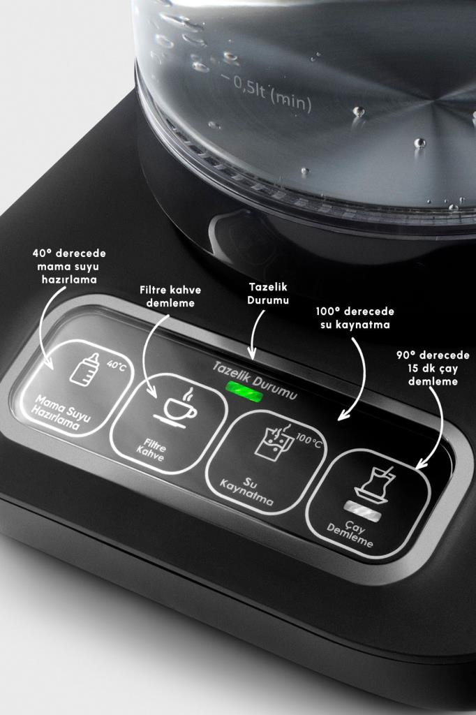 Karaca Çaysever Robotea Pro 4in1 2500 W Silver Konuşan Cam Çay Makinesi