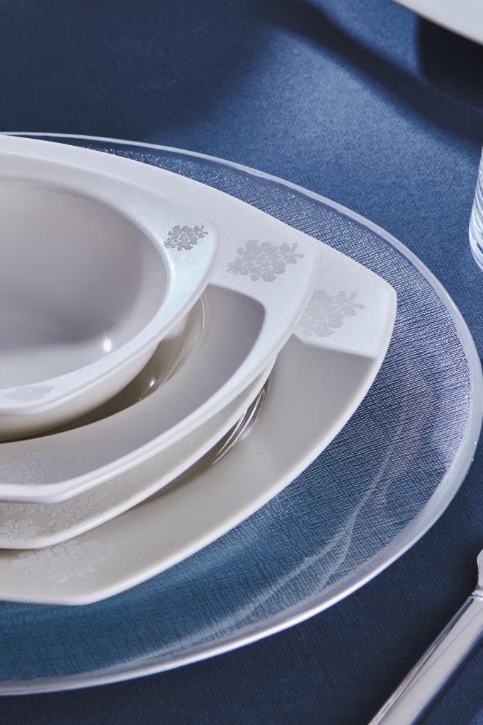 Karaca Deren Kare 60 Parça 12 Kişilik Yemek Takımı - Outlet