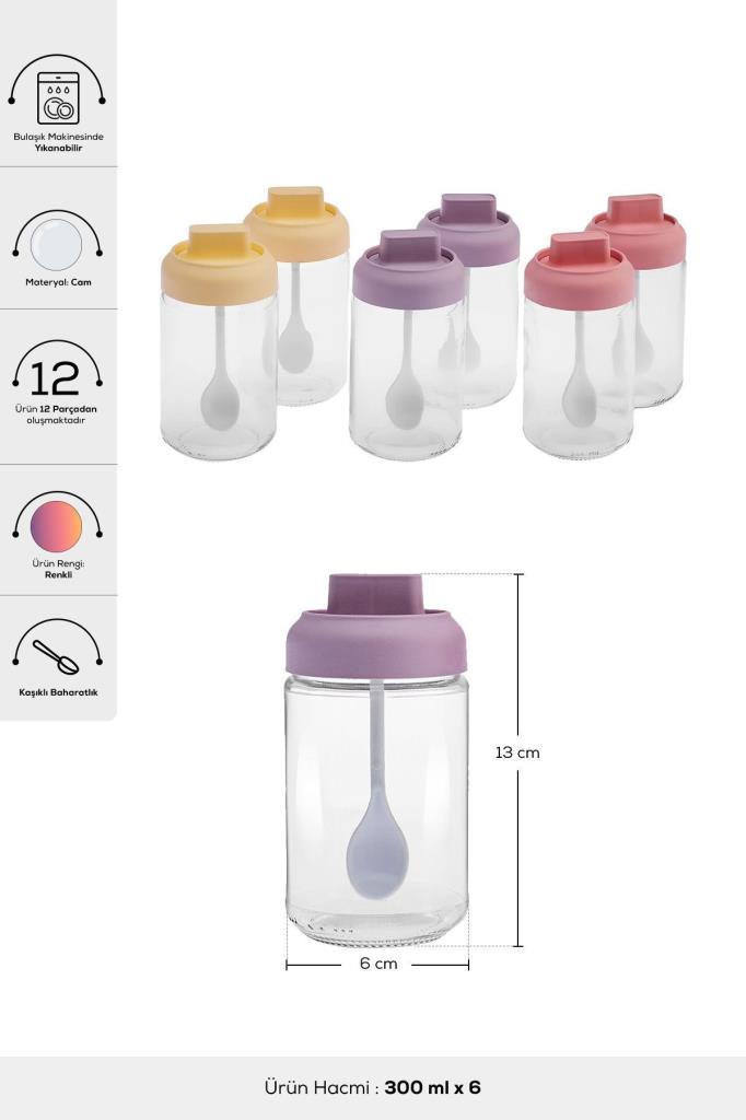 Karaca Forbs 6'lı Cam Kaşıklı Baharatlık