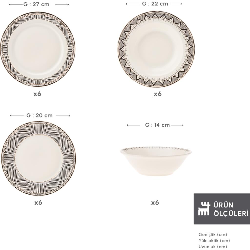 Karaca Globe 24 Parça 6 Kişilik Yemek Takımı