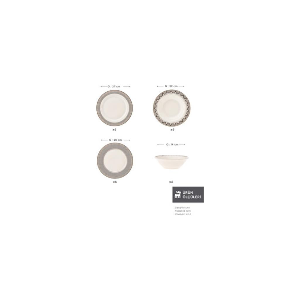 Karaca Globe 24 Parça 6 Kişilik Yemek Takımı