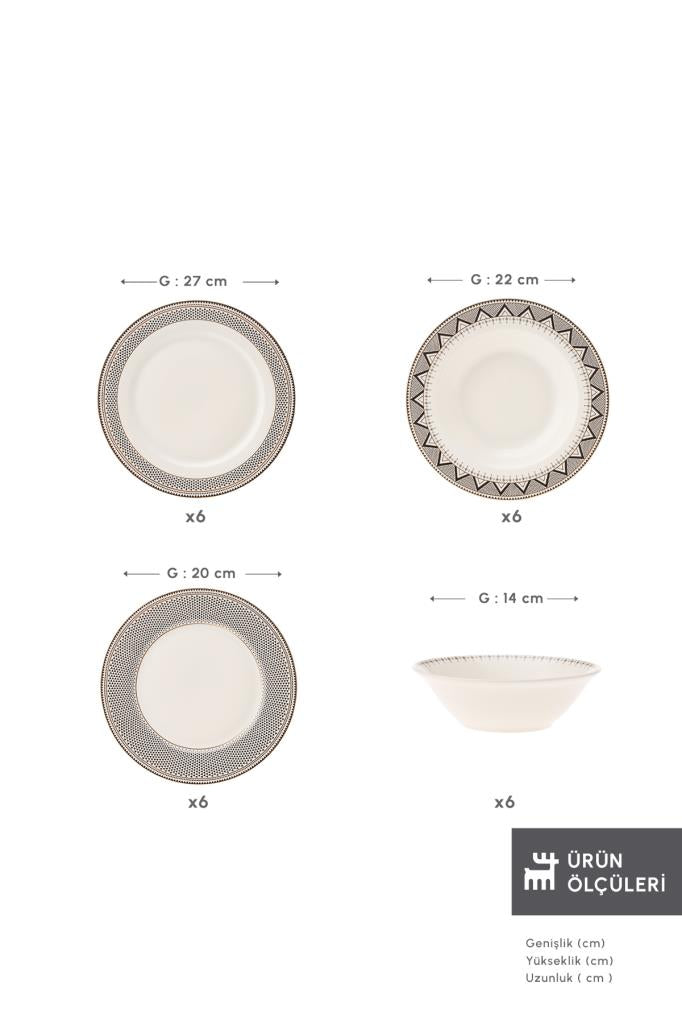 Karaca Globe 24 Piece Dinner Set for 6 People Display