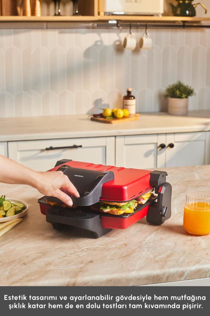 Karaca Future Essential Matte Red 1800 W Tost Makinesi Outlet