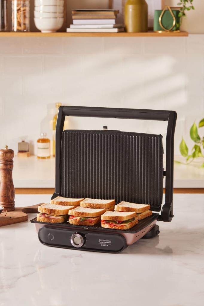 Karaca Gastro Grill Glass Premium 2400 W Rose Gold Tost Makinesi
