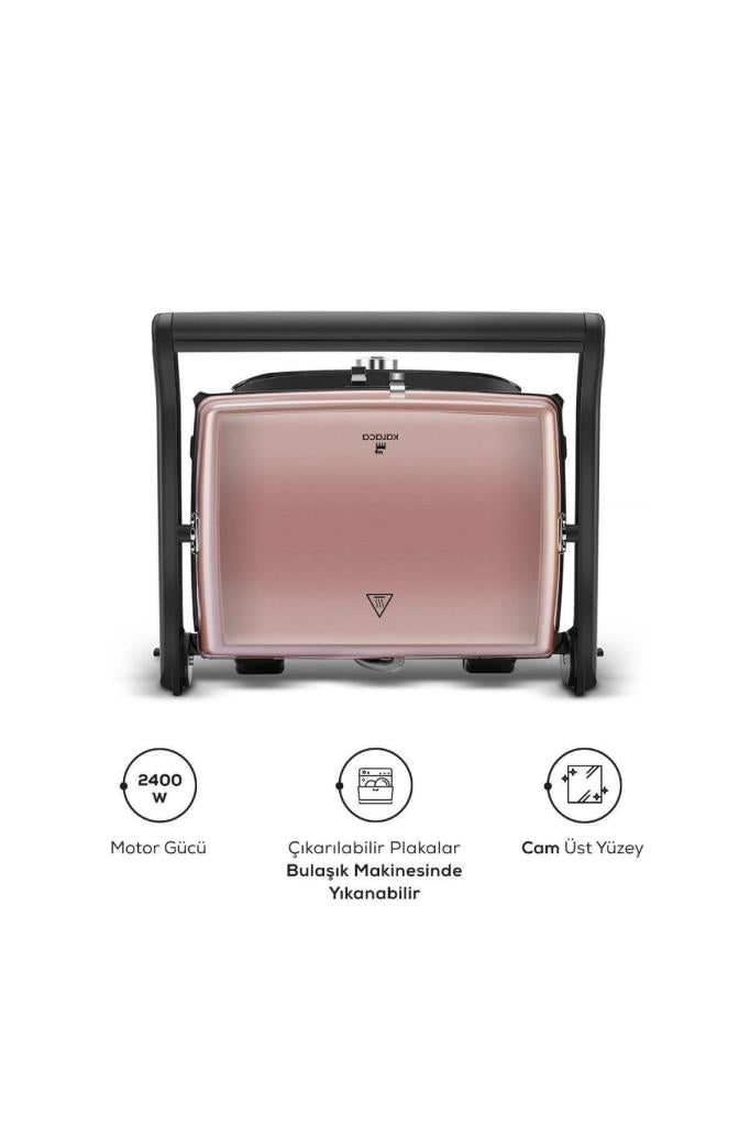 Karaca Gastro Grill Glass Premium 2400 W Rose Gold Tost Makinesi