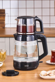 Karaca Glass Tea XL 2in1 Shiny Black Cam Çay Makinesi Teşhir