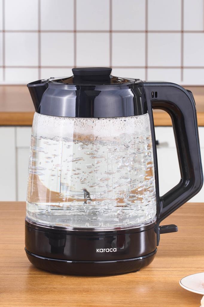 Karaca Glass Tea XL 2in1 Shiny Black Cam Çay Makinesi Teşhir