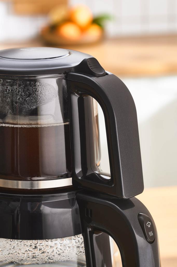 Karaca Glass Tea XL 2in1 Shiny Black Cam Çay Makinesi Teşhir