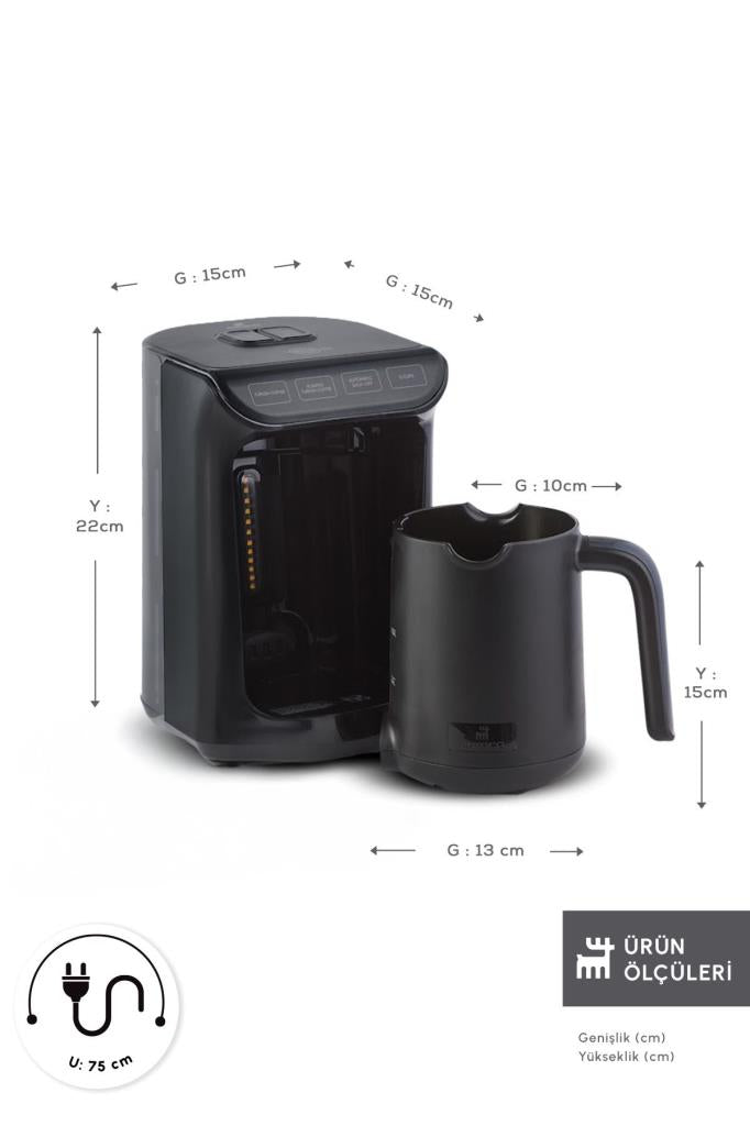 Karaca Hatır Köz Shiny Black Wave Türk Kahve Makinesi Teşhir