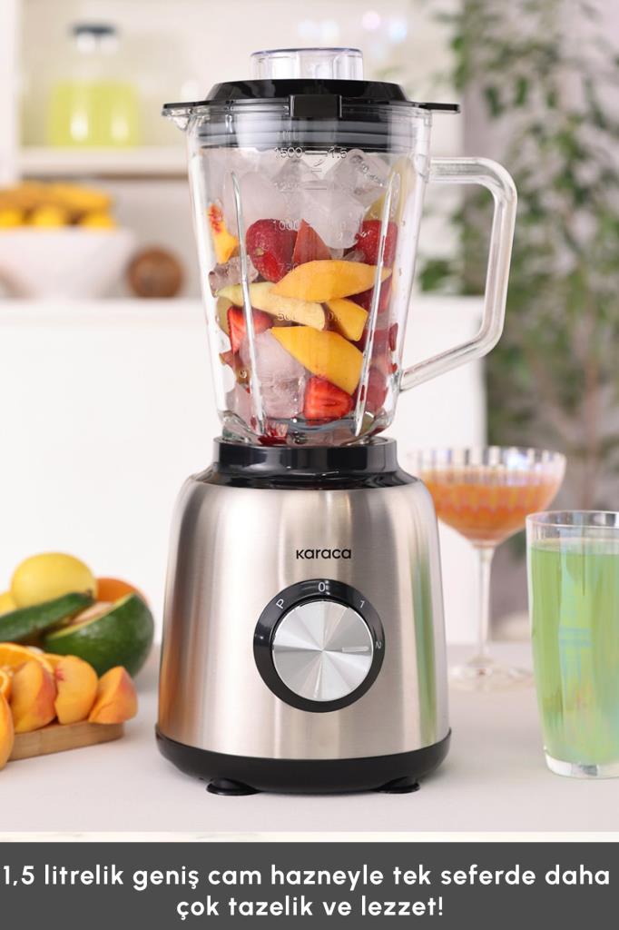 Karaca 1000 W Inox Cam Hazneli Smoothie Blender Teşhir