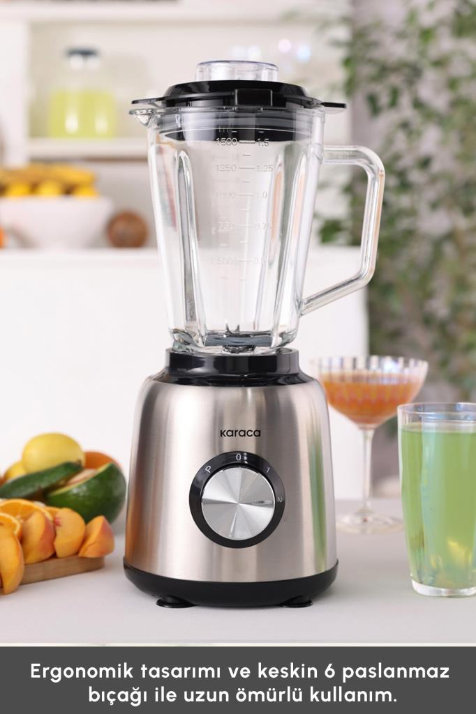 Karaca 1000 W Inox Cam Hazneli Smoothie Blender Teşhir